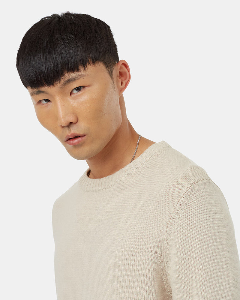 Beige Men's Organic Cotton Knit Jumper