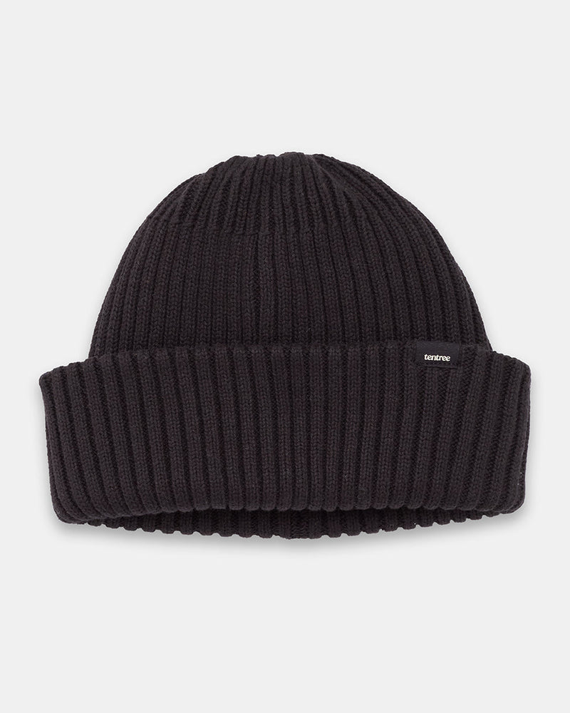 Black-Organic-Cotton-Ribbed-Short-Beanie
