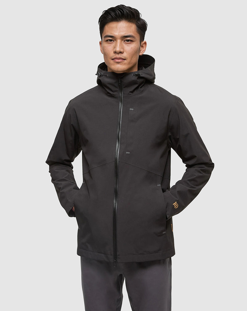 Black-Water-Repellent-Hooded-Rain-Jacket