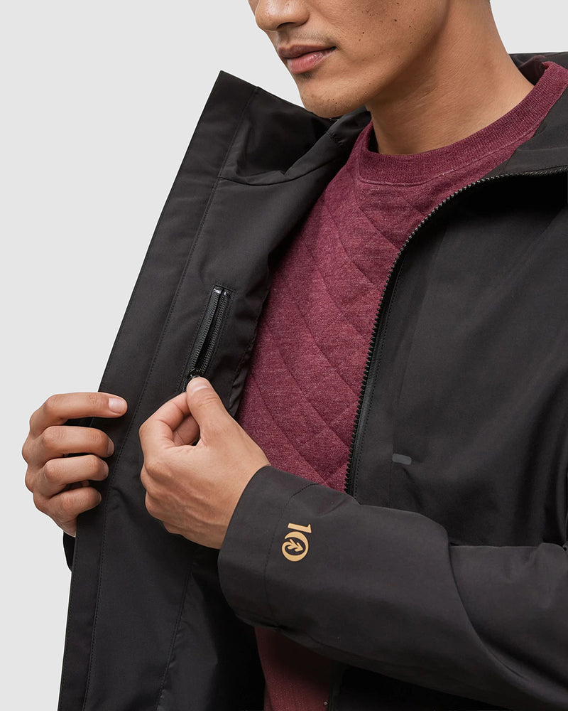 Black-Water-Repellent-Hooded-Rain-Jacket