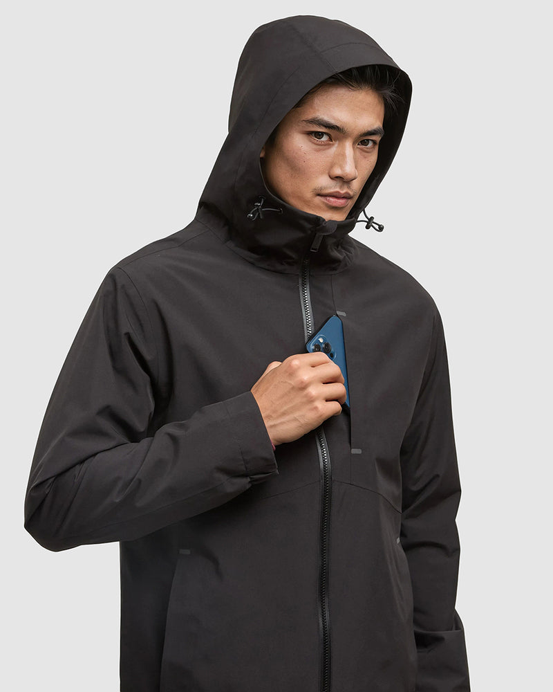 Black-Water-Repellent-Hooded-Rain-Jacket
