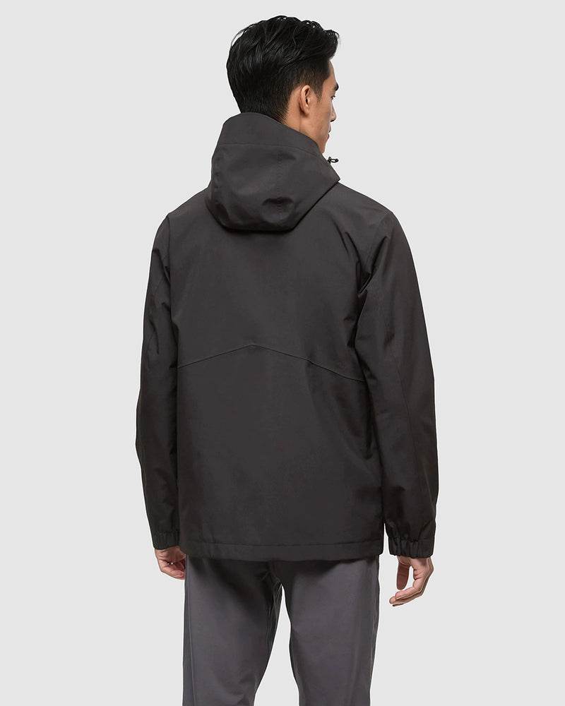 Black-Water-Repellent-Hooded-Rain-Jacket
