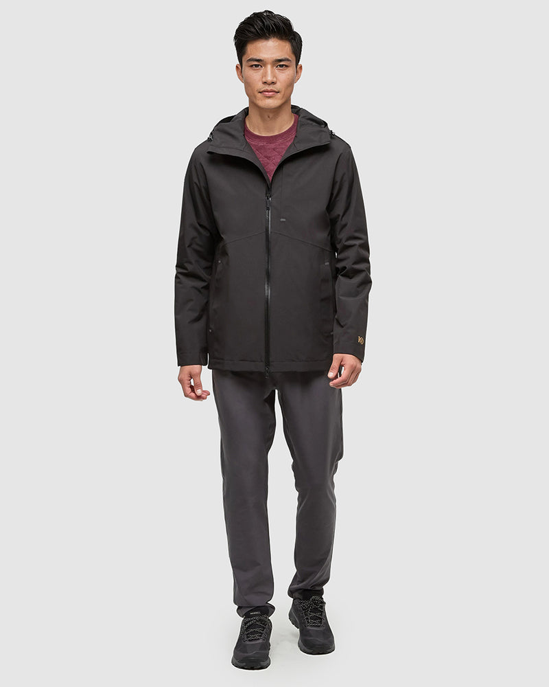 Black-Water-Repellent-Hooded-Rain-Jacket