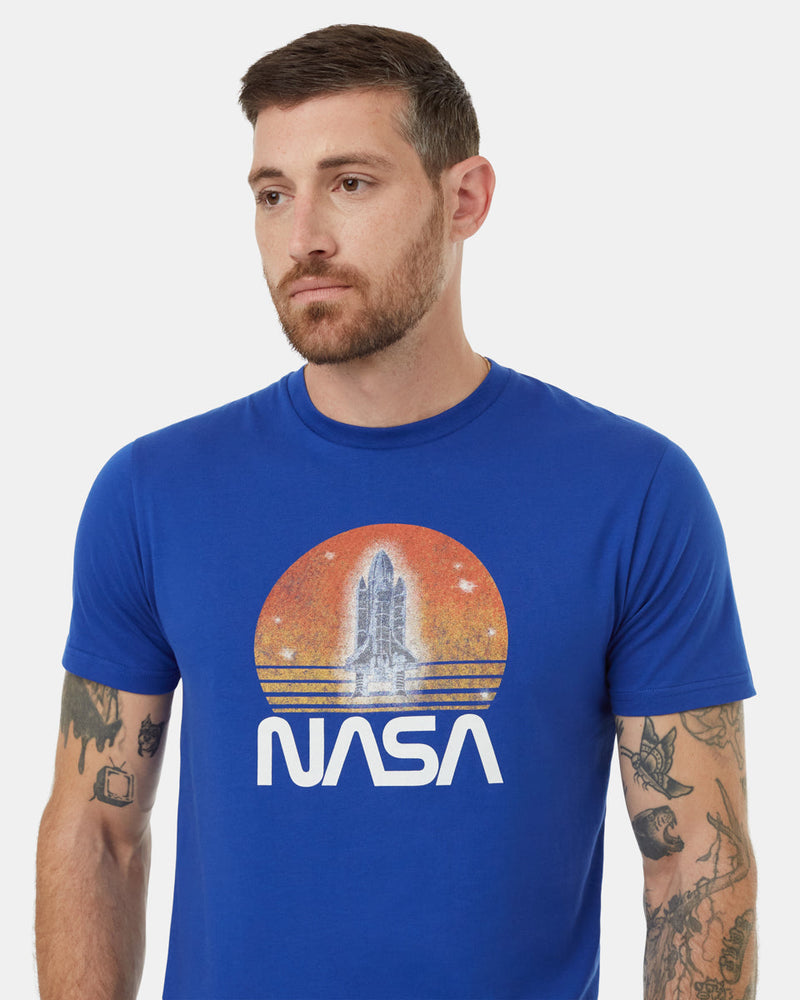 Blue-Crew-Neck-Graphic-Shortsleeve-T-Shirt