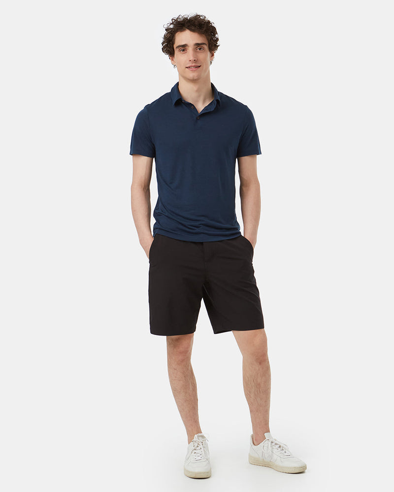 Blue Mens Short Sleeve Polo Neck T-Shirt