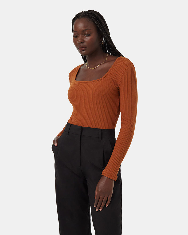 Rib Box Neck Longsleeve-