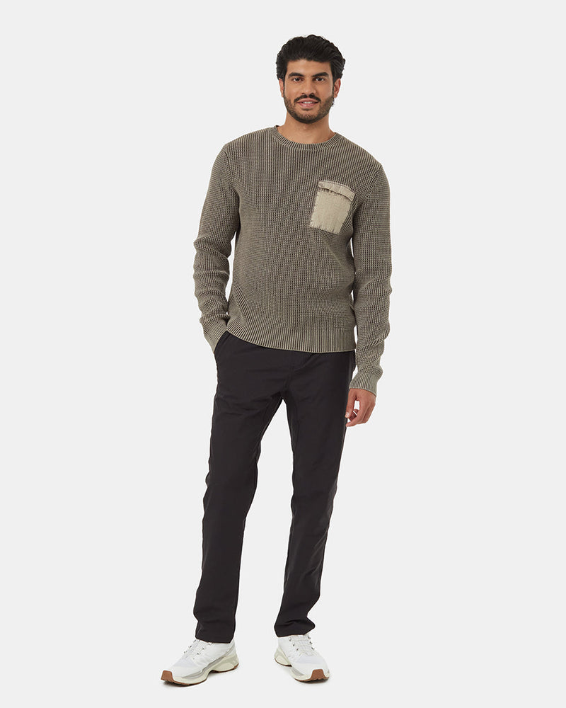 Brown-Organic-Cotton-Pocketed-Crew-Neck-Sweater