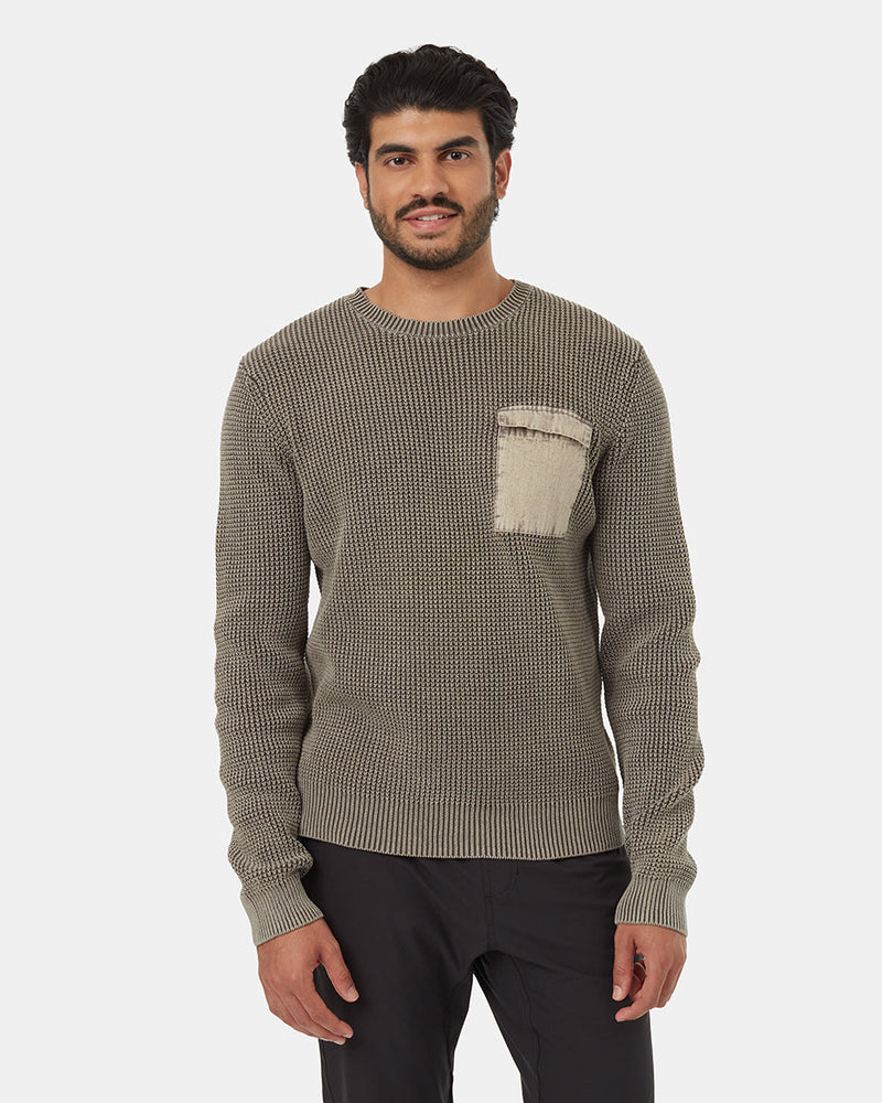 Brown-Organic-Cotton-Pocketed-Crew-Neck-Sweater