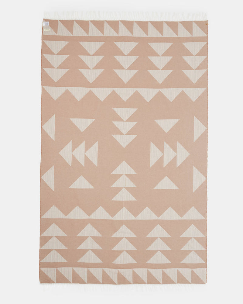 Brown,White Organic Cotton Reversible Beach Blanket