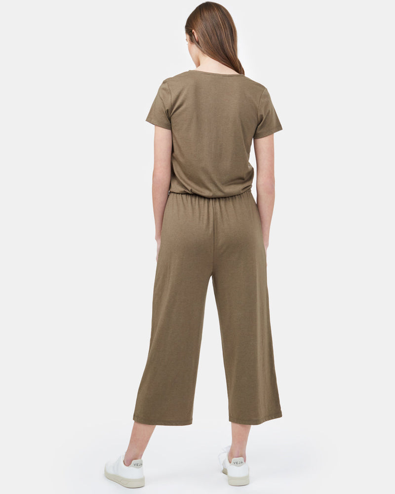 Green Women's V-Neck Knit Jumpsuit
