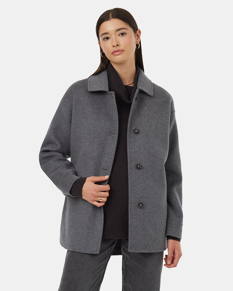 Wool Button Front Coat-