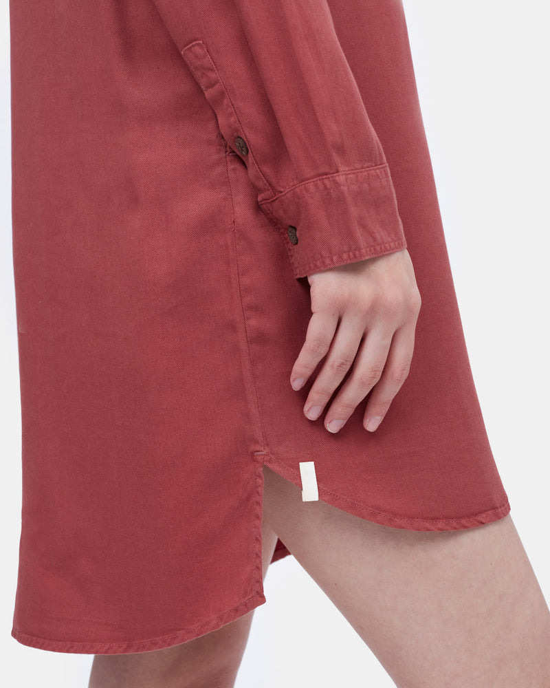 Red Women's Loose-Fit Mid-Length Shirt Dress